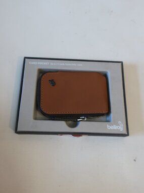 NIB Mens Bellroy Brown Leather Zip Up to 15- Card Slim Secure Pocket Case